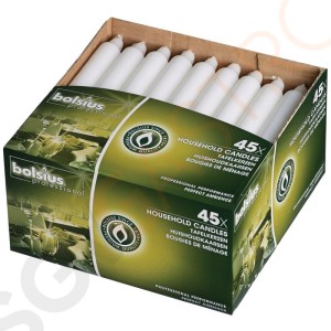 Bolsius Kerzen weiß 17,7cm 45 Stück | 17,7(L)cm | Brennzeit: 6 Stunden | weiß