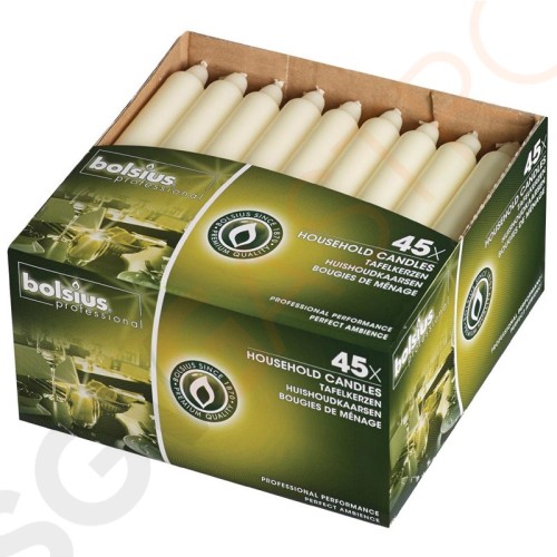 Bolsius Kerzen elfenbein 17,7cm 45 Stück | 17,7(L)cm | Brennzeit: 6 Stunden | elfenbein
