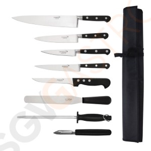 Deglon Sabatier 8-teiliges Set 3 Kochmesser | Filetiermesser | Ausbeinmesser | Palettenmesser | Schleifstab | Schäler | Messertasche Deglon Sabatier 8-teiliges Set 3 Kochmesser | Filetiermesser | Ausbeinmesser | Palettenmesser | Schleifstab | Schäler | Messertasche