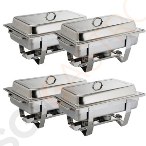 Olympia Milan Chafing-Dish x4 4 Stück | Kapazität: 4 x 9L | 27 x 33,2 x 59cm (GN1/1) | Edelstahl