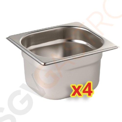 Vogue 4x GN-Behälter mit Deckel GN1/6 4 x GN1/6 100(T)mm mit Deckel.