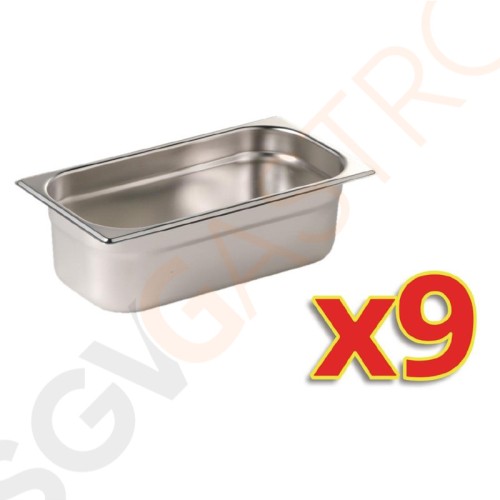 Vogue GN-Behälter Set 9x GN1/3 100mm Vogue GN-Behälter - Set 9 x GN 1/3, 100 mm tief.