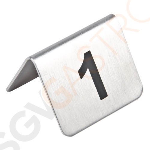 Olympia Tischnummernschilder Edelstahl 1 - 10 Nummer 1 - 10 | Edelstahl | Schwarz auf Grau