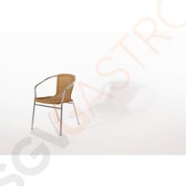 Bolero Rattanstühle mit Armlehne in Aluminiumdesign naturell 4 Stück | Sitzhöhe: 45cm | 73,5 x 53 x 58cm | Aluminium und PE-Rattan | naturell