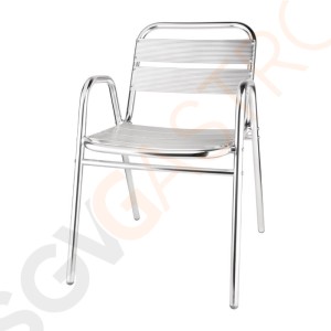 Bolero Bistrostühle mit Unterarmlehne Aluminium 4 Stück | Sitzhöhe: 45cm | 78 x 60 x 49,5cm | Aluminium