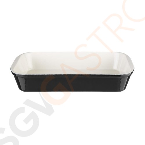 Vogue Auflaufform Gusseisen schwarz Größe: 65(H) x 355(B) x 220(T)mm. Material: Gusseisen. Induktionsgeeignet.