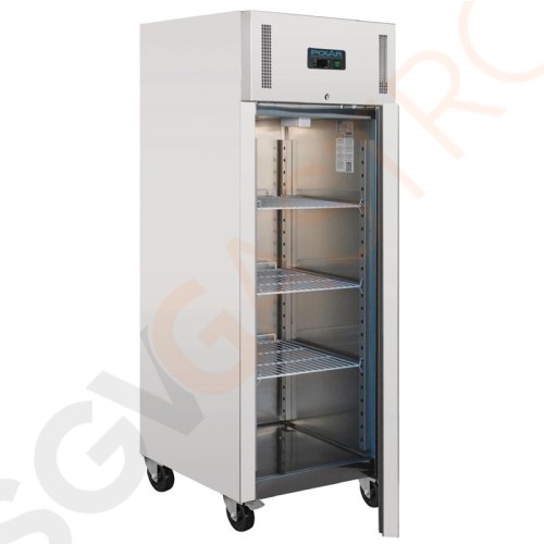 Polar Serie U Kühlschrank Edelstahl 650L 250W/230V | 201 x 74,5 x 83,5cm | GN2/1-geeignet | (Nutz)Kapazität: 650/358L | 3 Roste | 1-türig | Edelstahl