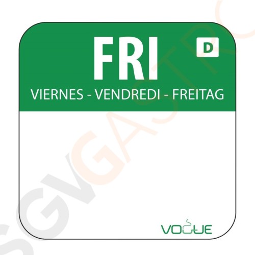 Vogue Selbstauflösende Lebensmittelrotationsetiketten Freitag Freitag.