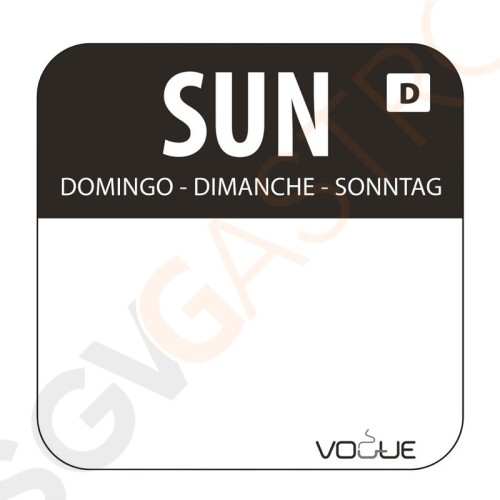 Vogue Selbstauflösende Lebensmittelrotationsetiketten Sonntag Sonntag.