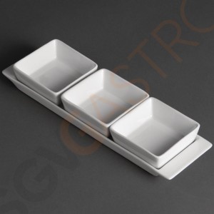 Olympia Whiteware Servierschale mit 3 Schälchen 2 Sets | 30 x 9cm | Porzellan Olympia Whiteware Servierschale mit 3 Schälchen 2 Sets | 30 x 9cm | Porzellan