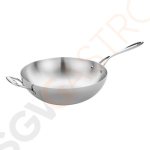 Vogue Tri Wall Wok 305mm Größe: 305(Ø)mm | Material: Edelstahl und Aluminium | Induktionsgeeignet