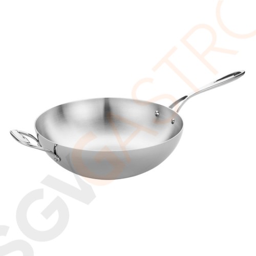 Vogue Tri Wall Wok 305mm Größe: 305(Ø)mm | Material: Edelstahl und Aluminium | Induktionsgeeignet