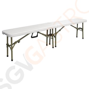 Bolero Klappbank weiß 183cm 183(L)cm | Polyethylen und Stahl | weiß