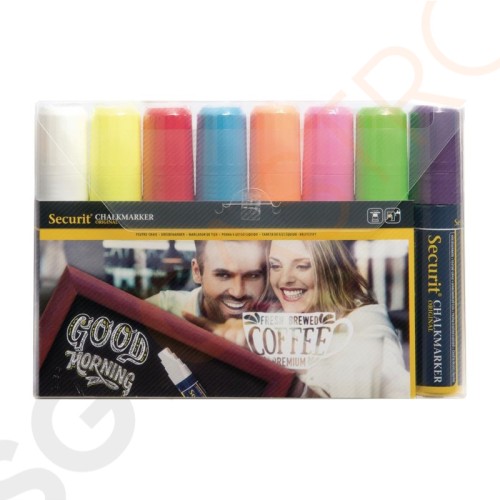 Securit Kreidestifte 15mm 8 Stück | quadratische Spitze | 15mm dick | verschiedene Farben