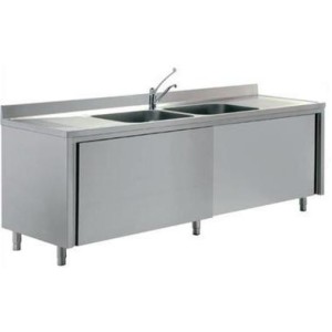 Gastro M Spültisch Doppelbecken in der Mitte 160cm lang Mit Aufkantung und Regalboden | Edelstahl | 85 x 160 x 70cm | 2 Becken in der Mitte 50 x 50 x 30cm Gastro M Spültisch Doppelbecken in der Mitte 160cm lang Mit Aufkantung und Regalboden | Edelstahl | 85 x 160 x 70cm | 2 Becken in der Mitte 50 x 50 x 30cm