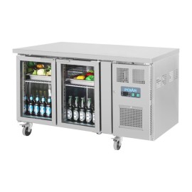 Polar U-Serie Premium 2-türiger Thekenkühlschrank mit Glastüren 