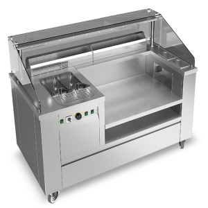 Mobile Pasta Station 1515 mm mit Nudelkocher 24 Liter und Abluftsystem