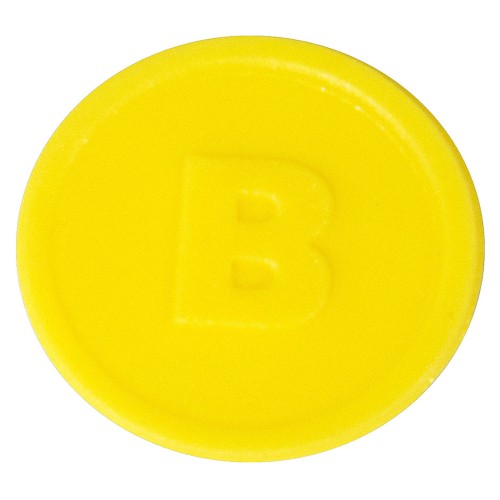 Contacto Biermarken aus gelb Kunststoff, mit Prägung Contacto Biermarken aus gelb Kunststoff, mit Prägung