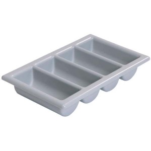 Besteckmulde GN 1/1 aus grauem Polypropylen, schwere Ausführung Besteckmulde GN 1/1 aus grauem Polypropylen, schwere Ausführung