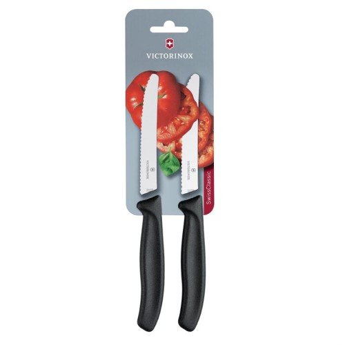 Victorinox Wellenschliff Tomatenmesser 11cm Schwarz (2 Stück) Victorinox Wellenschliff Tomatenmesser 11cm Schwarz (2 Stück)