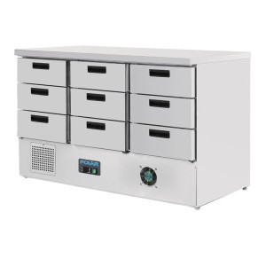 Polar Serie G Kühltisch mit 9 Schubladen 368Ltr