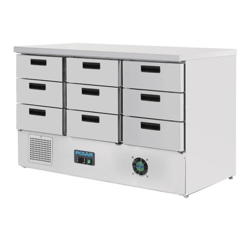 Polar Serie G Kühltisch mit 9 Schubladen 368Ltr Polar Serie G Kühltisch mit 9 Schubladen 368Ltr