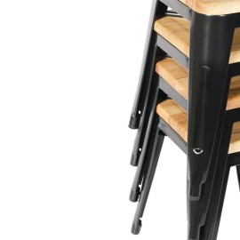 Bolero Bistro Hocker mit Holzsitzpolster Schwarz (4er Pack)