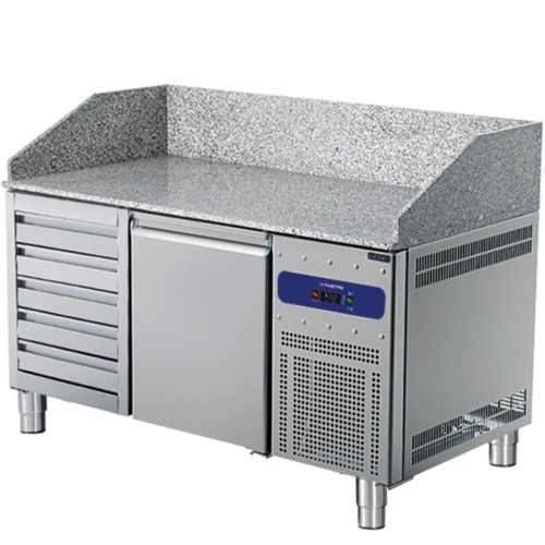 Pizzatisch 1600 mm mit 1 Tür 600x400 mm | 5 Schubladen