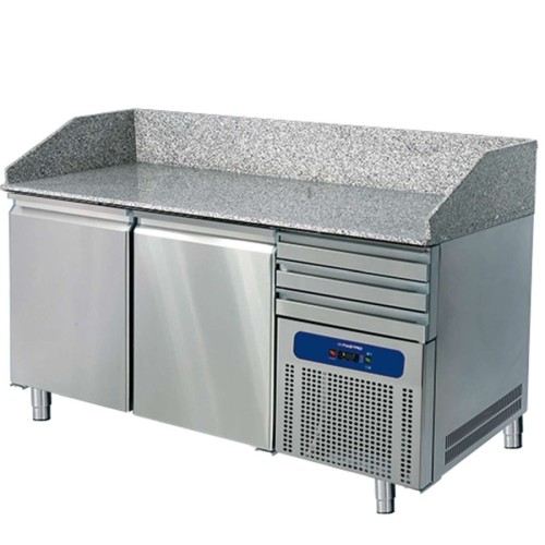  Pizzatisch B=1600 mm | 2 Türen 600x400 mm | 3 Schubladen