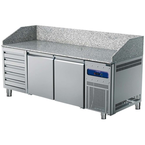Pizzatisch 2150 mm mit 2 Türen 600x400 mm | 5 Schubladen