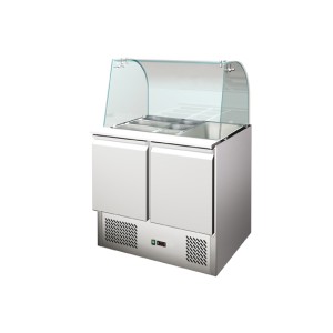 Saladette mit Glas Aufsatz 10x GN 1/4 -900x700x850mm Saladette mit Glas Aufsatz 10x GN 1/4 -900x700x850mm