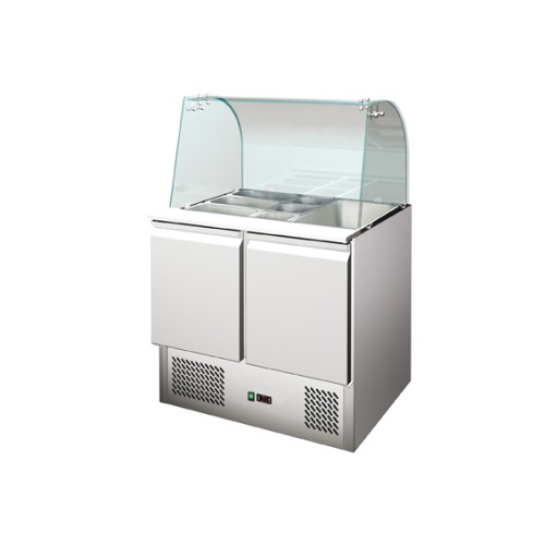 Saladette mit Glas Aufsatz 10x GN 1/4 -900x700x850mm