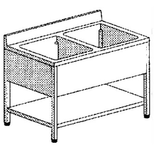 Spültisch 2 Mitte Becken 1400x700x850mm