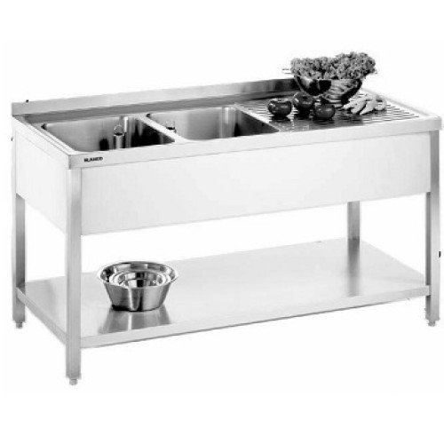 Spültisch 2 Becken links 1400x700x850mm