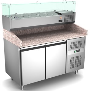 Pizzatisch mit 2 gekühlte Türfächer/1500x800x1350mm Pizzatisch mit 2 gekühlte Türfächer/1500x800x1350mm