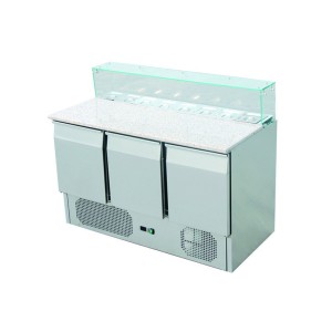 Pizza Saladette mit Glasaufsatz 8x GN 1/6-1365x700x1080mm Pizza Saladette mit Glasaufsatz 8x GN 1/6-1365x700x1080mm