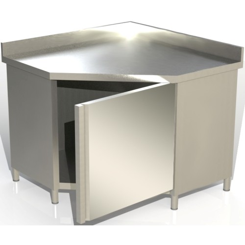 Eckschrank Edelstahl mit Aufkantung 1000x100x850mm Anschl:600mm