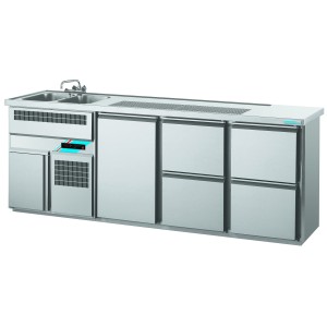 Chromonorm Getränketheken mit 2 Becken GN 1/1 /2500x700x980mm