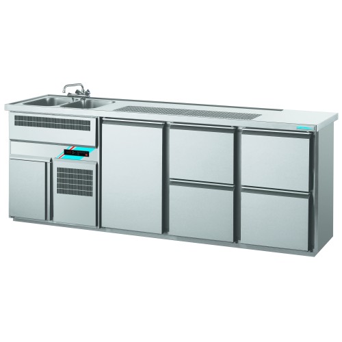 Chromonorm Getränketheken mit 2 Becken GN 1/1 /2500x700x980mm