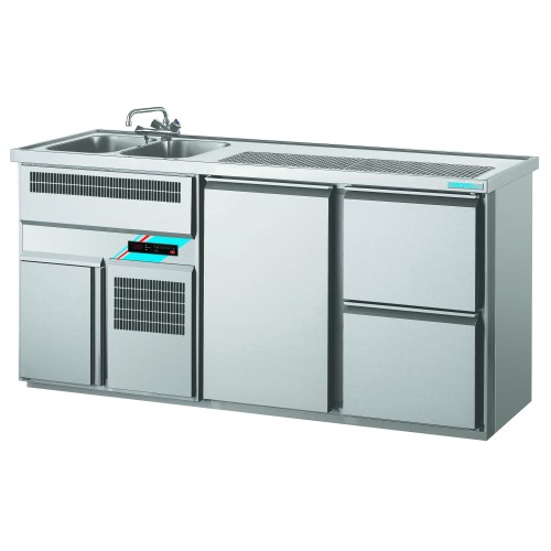 Chromonorm Getränketheken mit 2 Becken GN 1/1 /1950x700x980mm Chromonorm Getränketheken mit 2 Becken GN 1/1 /1950x700x980mm