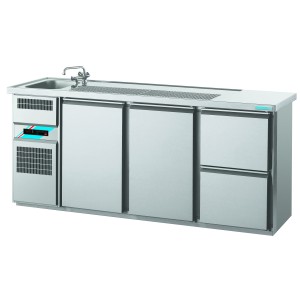 Chromonorm Getränketheken mit 1 Becken GN 1/1 /2100x700x980mm