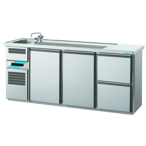 Chromonorm Getränketheken mit 1 Becken GN 1/1 /2100x700x980mm Chromonorm Getränketheken mit 1 Becken GN 1/1 /2100x700x980mm