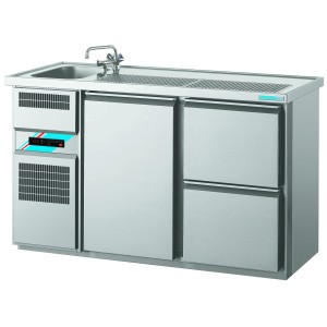 Chromonorm Getränketheken mit 1 Becken GN 1/1 /1550x700x980mm