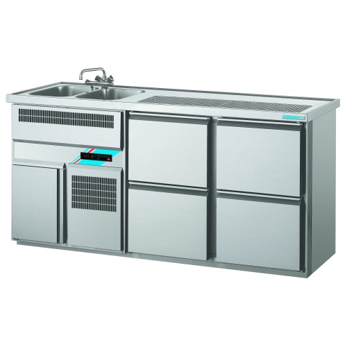 Chromonorm Getränketheken mit 2 Becken GN 1/1 /1950x700x980mm Chromonorm Getränketheken mit 2 Becken GN 1/1 /1950x700x980mm