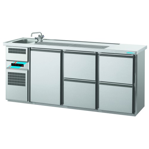 Chromonorm Getränketheken mit 1 Becken GN 1/1 /2100x700x980mm Chromonorm Getränketheken mit 1 Becken GN 1/1 /2100x700x980mm