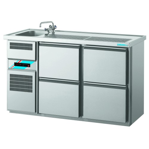 Chromonorm Getränketheken mit 1 Becken GN 1/1 /1550x700x980mm Chromonorm Getränketheken mit 1 Becken GN 1/1 /1550x700x980mm