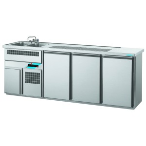 Chromonorm Getränketheken mit 2 Becken GN 1/1 /2500x700x980mm