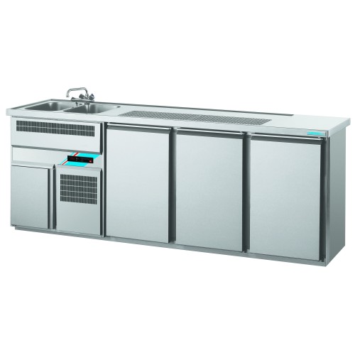 Chromonorm Getränketheken mit 2 Becken GN 1/1 /2500x700x980mm Chromonorm Getränketheken mit 2 Becken GN 1/1 /2500x700x980mm