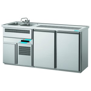 Chromonorm Getränketheken mit 2 Becken GN 1/1 /1950x700x980mm