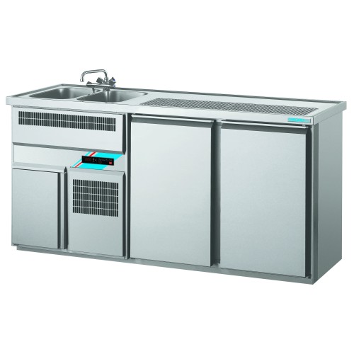 Chromonorm Getränketheken mit 2 Becken GN 1/1 /1950x700x980mm Chromonorm Getränketheken mit 2 Becken GN 1/1 /1950x700x980mm